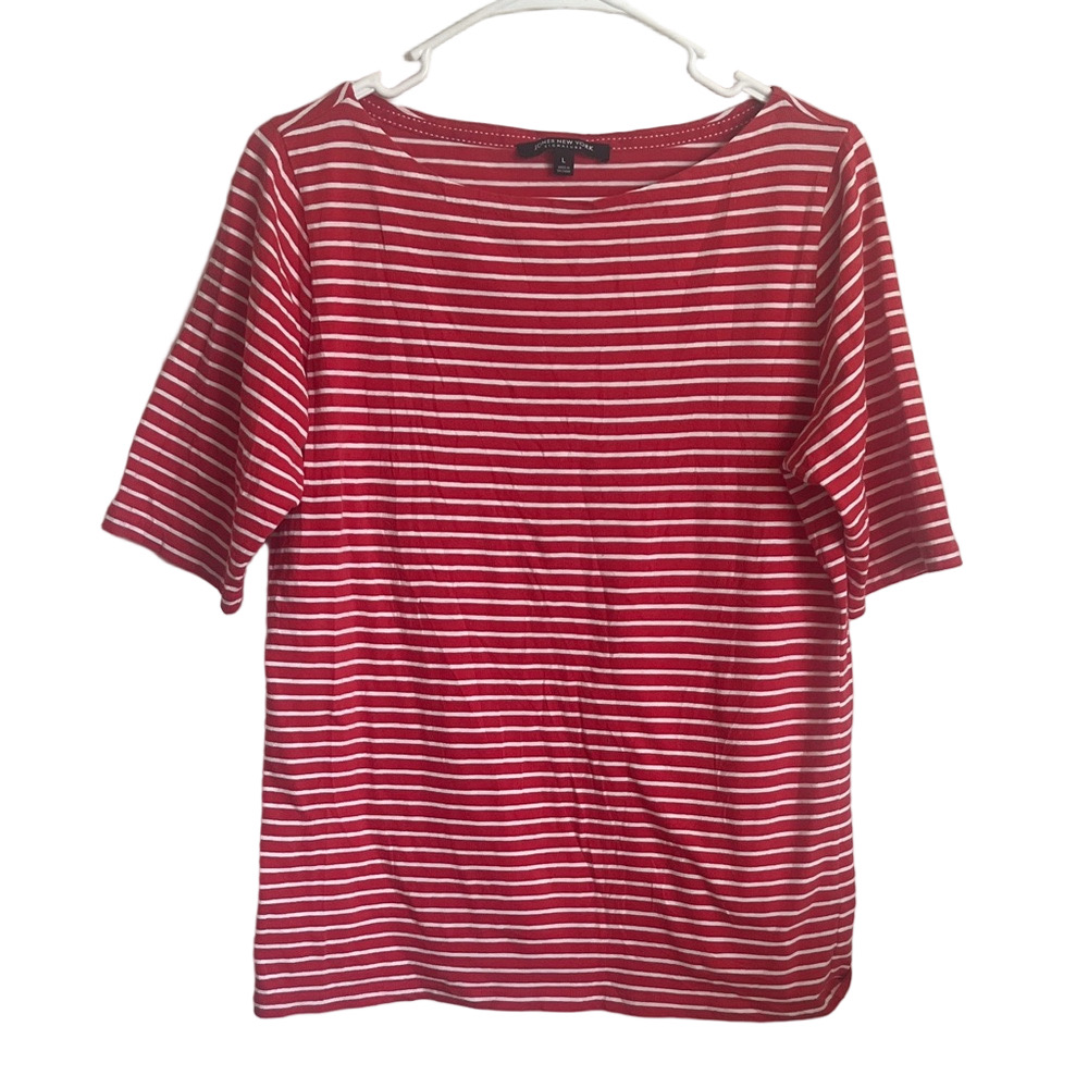 Jones New York Red and White Striped Top